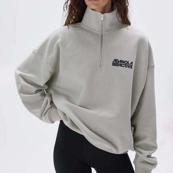 Adanola Retro Sports Oversized Funnel Neck Zip Sweatshirt - Picture 1 of 3